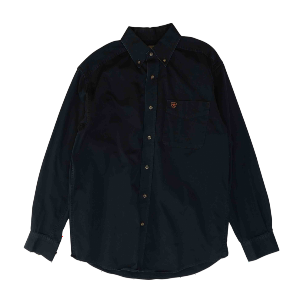 Black Solid Long Sleeve Button Down