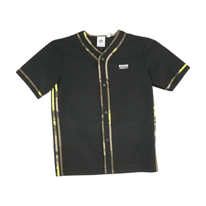 Black Solid Short Sleeve Button Down