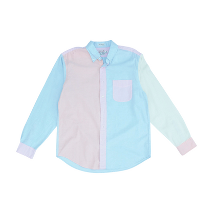 Multi Color Block Long Sleeve Button Down