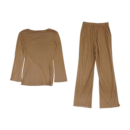 Tan Solid Pajama Set