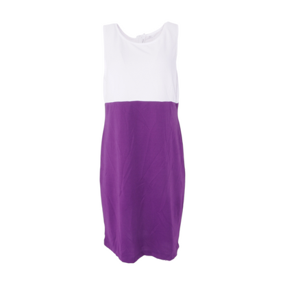 White Petite Color Block Midi Dress