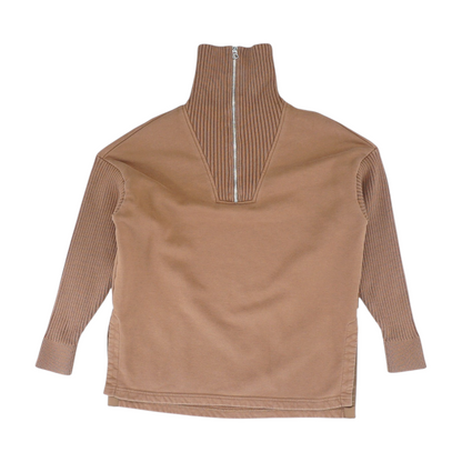 Brown Solid 1/4 Zip Pullover