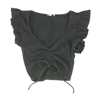 Black Solid Cropped T-Shirt