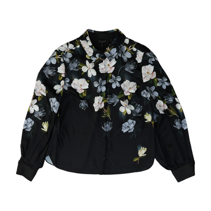 Black Floral Button Down