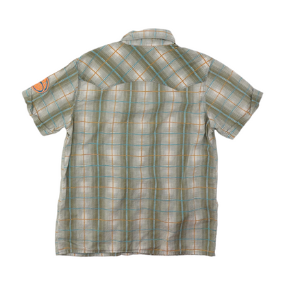Gray Plaid Short Sleeve Button Down
