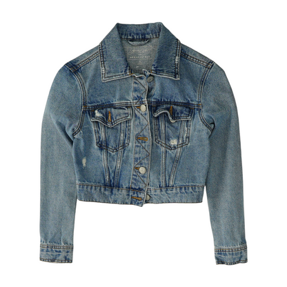 Blue Solid Denim Jacket