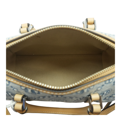 T Monogram Denim Petite Barrel Bag