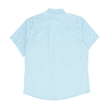Blue Abstract Short Sleeve Button Down