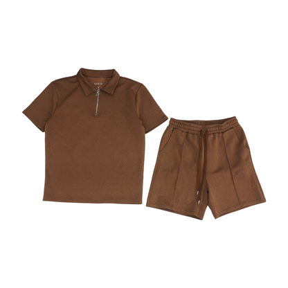 Brown Solid Short Set