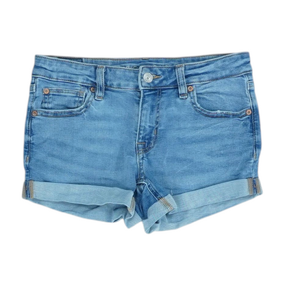 Blue Solid Denim Shorts
