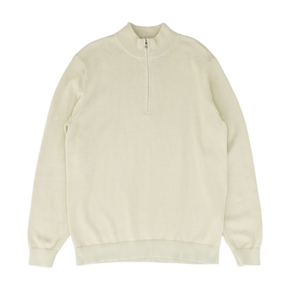 Beige Solid 1/4 Zip Sweater