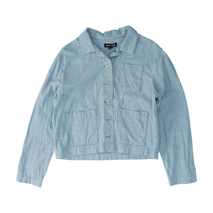 Blue Solid Denim Jacket