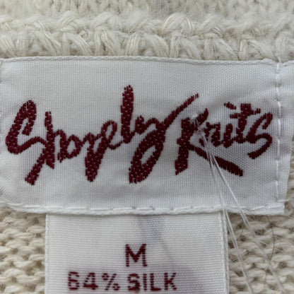 Vintage Ivory Embellished Silk-Nylon Blend Sweater