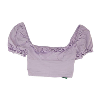 Purple Solid Short Sleeve Blouse
