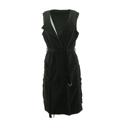 Black Solid Midi Dress