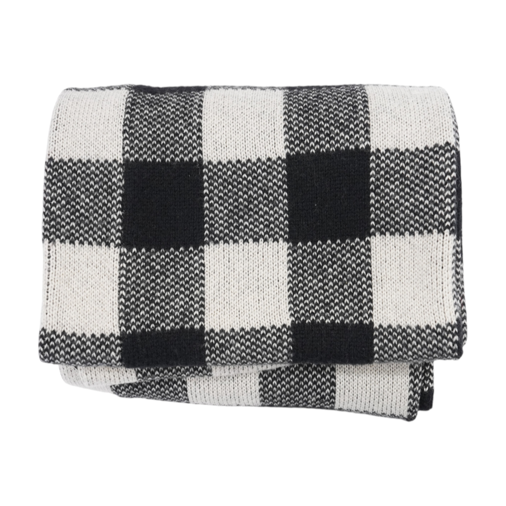 Black Check Nylon Scarf