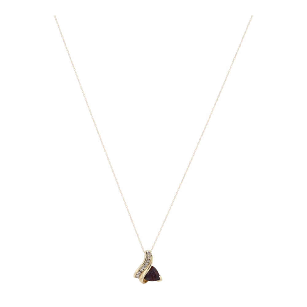 10K Yellow Gold Synthetic Alexandrite Pendant Necklace