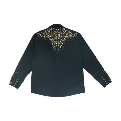 Black Abstract Long Sleeve Button Down