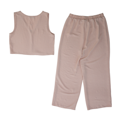 Pink Solid Pant Set