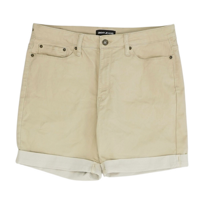 Khaki Solid Denim Shorts