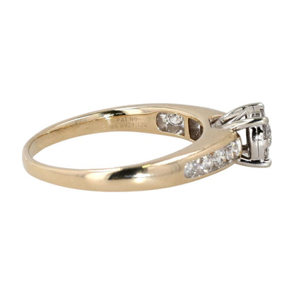 3/4 Ct 10K Two Tone Gold Round Center Halo Diamond Cluster Engagement Ring