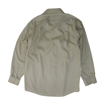 Beige Herringbone Long Sleeve Button Down