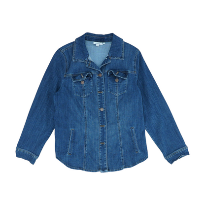 Blue Solid Denim Jacket
