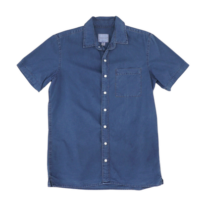 Navy Tall Solid Short Sleeve Button Down