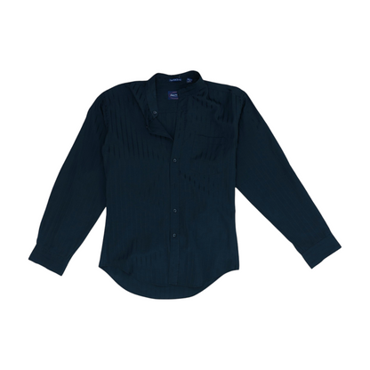 Black Solid Long Sleeve Button Down