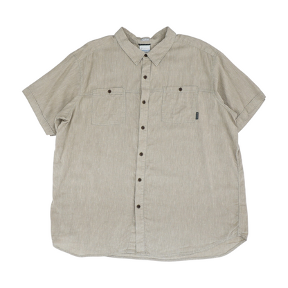 Brown Tall Solid Short Sleeve Button Down