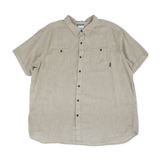 Brown Tall Solid Short Sleeve Button Down