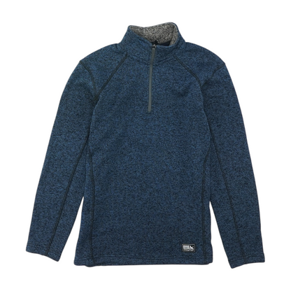 Blue Solid 1/4 Zip Pullover