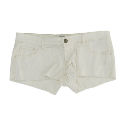 White Solid Denim Shorts