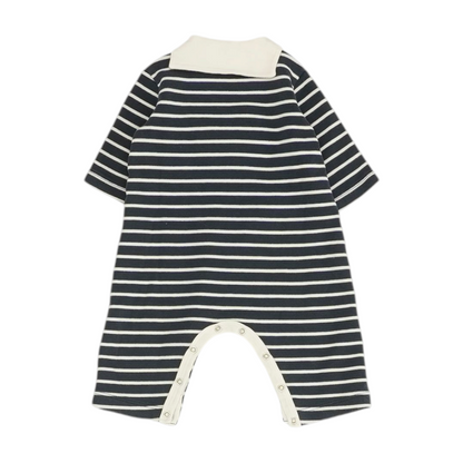 Navy Striped Long Sleeve One-Piece