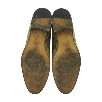 Beige and Ebony GG Canvas Horsebit Loafers