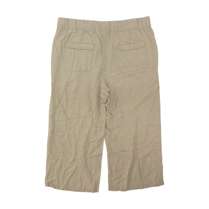 Beige Solid Casual Capris