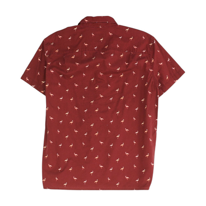 Red Print Short Sleeve Button Down