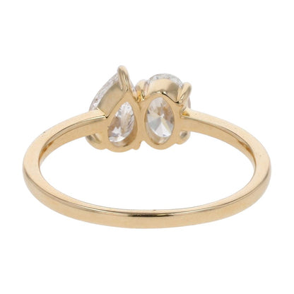 1 Ct 14K Gold Oval And Pear Lab Grown Diamond Toi Et Moi Engagement Ring