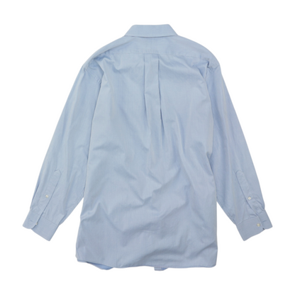Blue Solid Long Sleeve Button Down