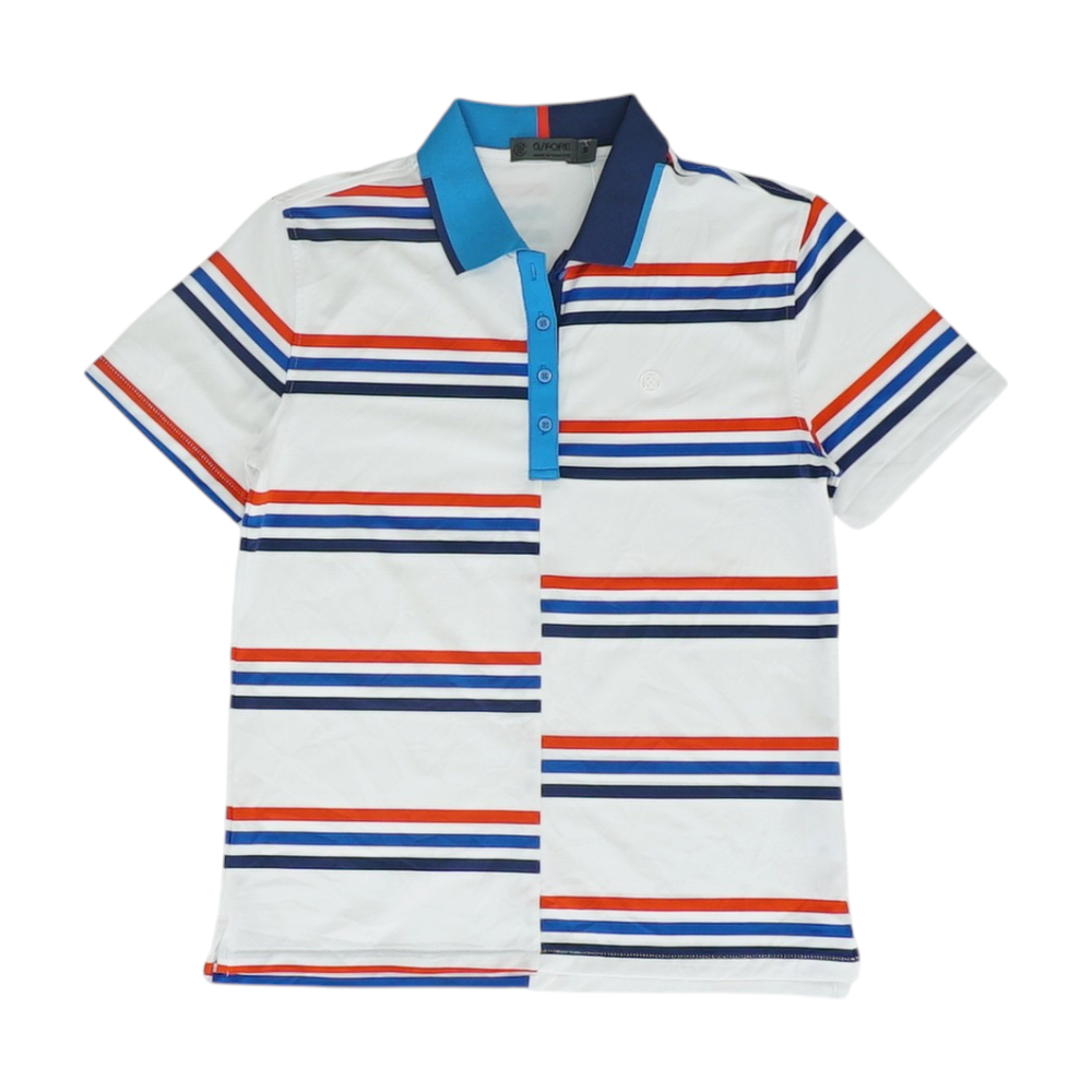 White Striped Short Sleeve Polo