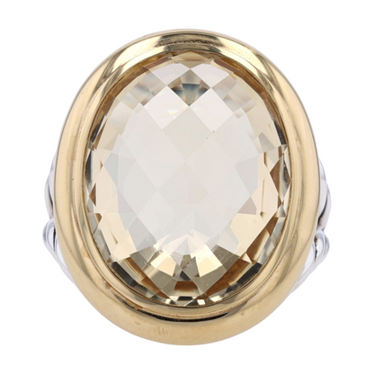 18K Sterling Silver Citrine Statement Ring