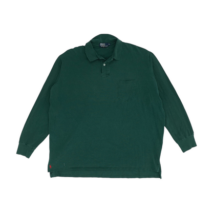 Green Solid Long Sleeve Polo