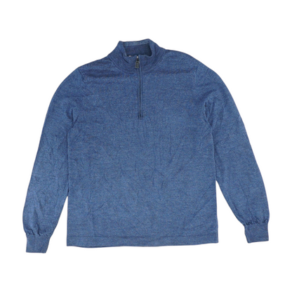 Blue Solid 1/4 Zip Sweater