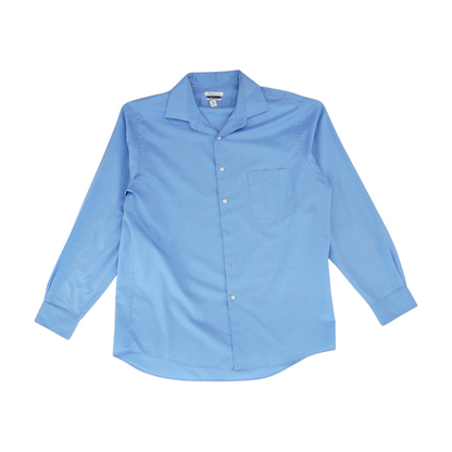 Blue Solid Long Sleeve Button Down