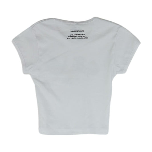 Hover White Cropped Unclaimed Baggage T-Shirt – Image 2