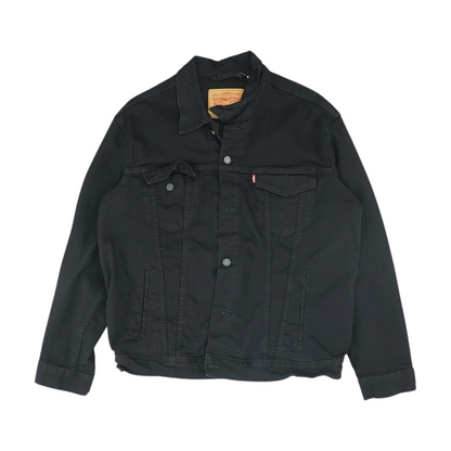 Black Solid Denim Jacket