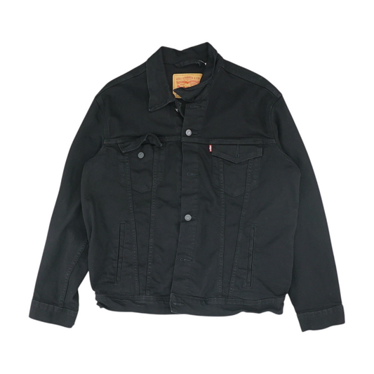 Black Solid Denim Jacket