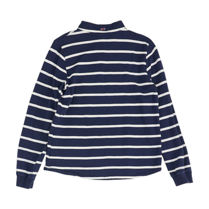 Navy Striped 1/4 Zip Pullover