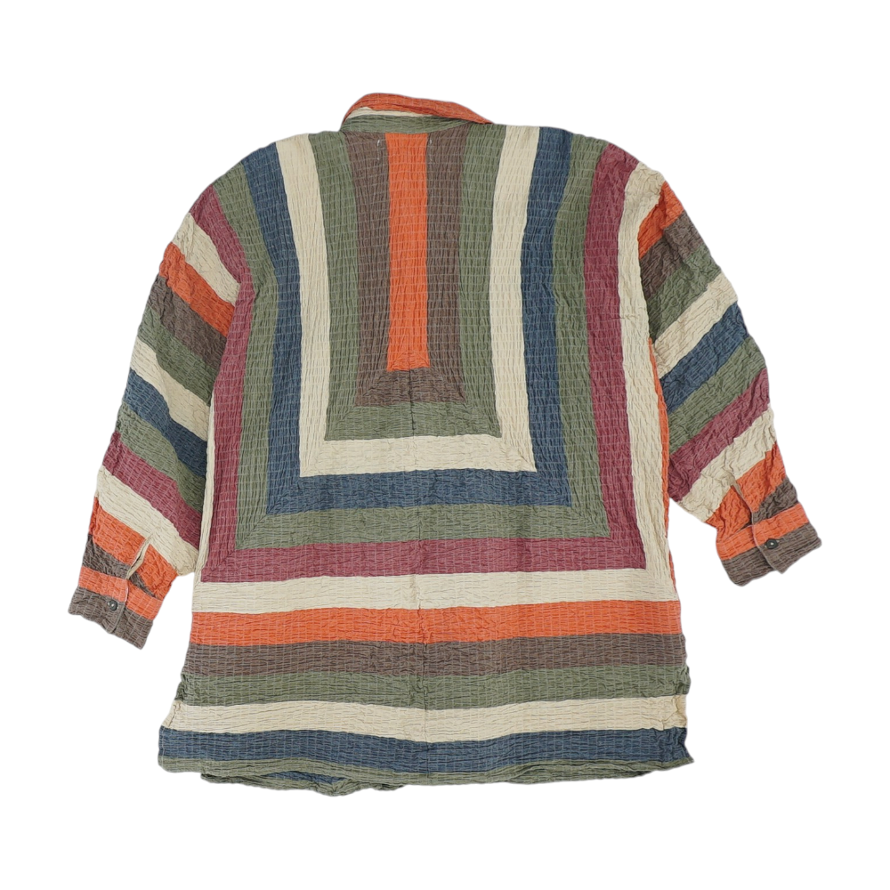 Multi Plus Size Striped Button Down