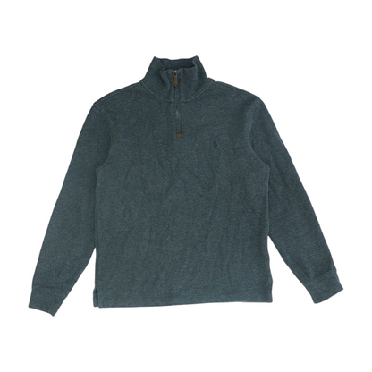Gray Solid 1/4 Zip Sweater